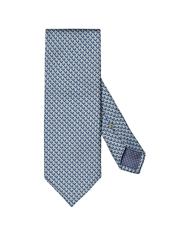 GEOMETRIC PRINT SILK TIE -MID BLUE
