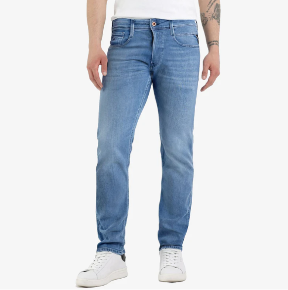Front of ANBASS SLIM FIT JEANS 896 - MED BLUE