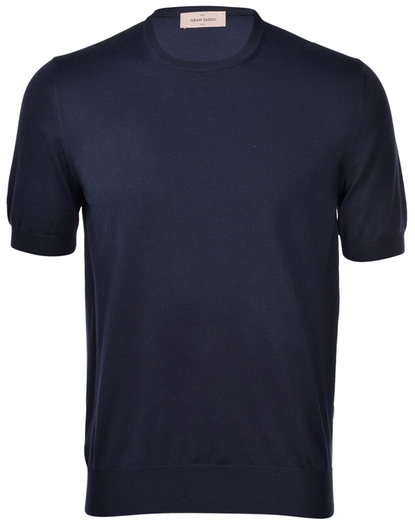 ORGANIC COTTON KNIT T-SHIRT-NAVY