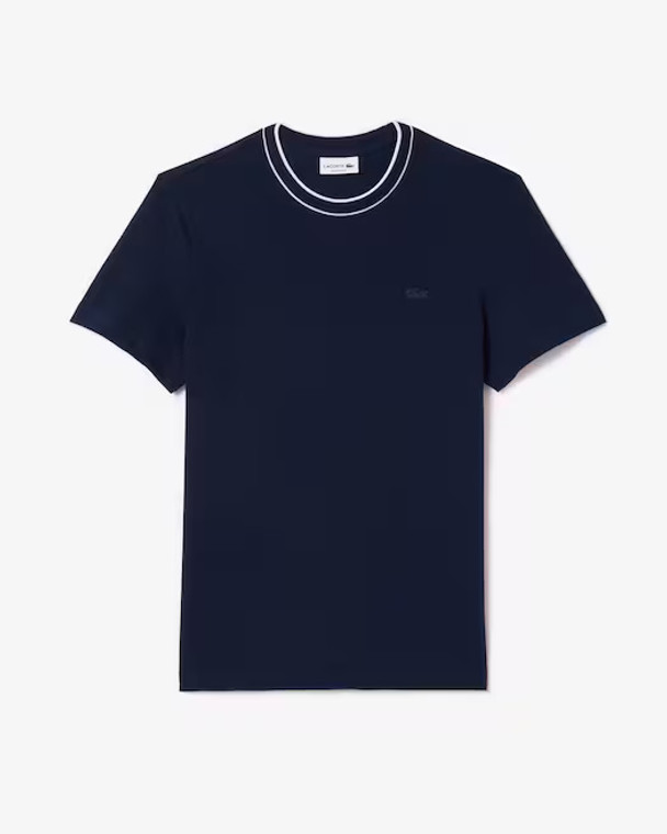 PIQUE STRIPE COLLAR T-SHIRT-NAVY