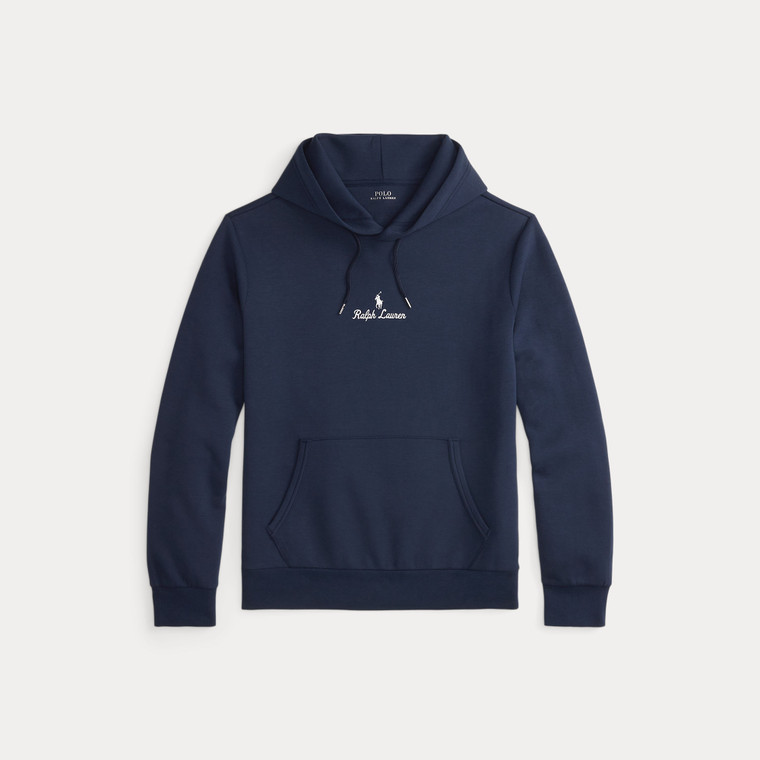 DOUBLE KNIT LOGO HOODIE-NAVY