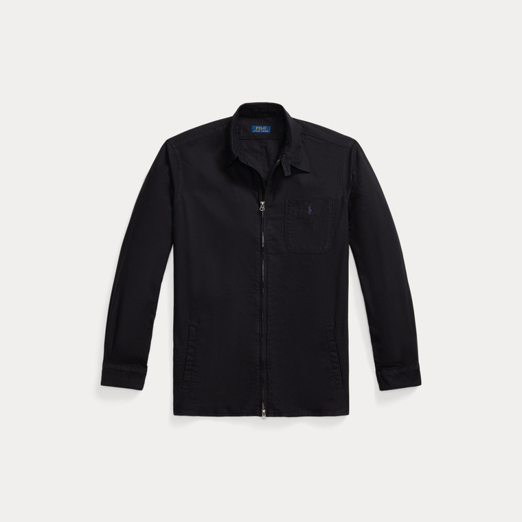 GARMENT DYED OXFORD OVERSHIRT-BLACK
