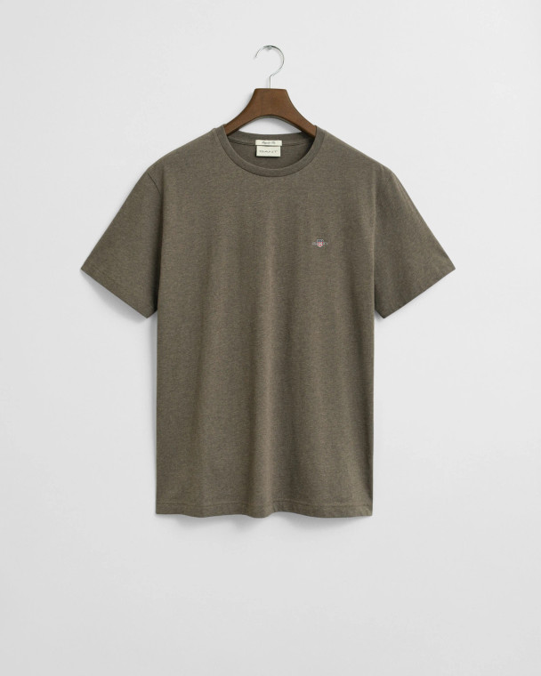 REGULAR FIT SHIELD SS T-SHIRT-BROWN HTR