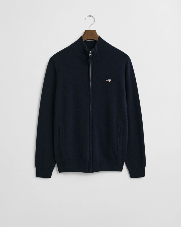LAMBSWOOL ZIP CARDIGAN-NAVY
