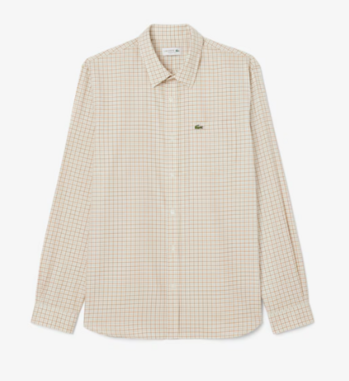 Plaid shirt-WHITE/BROWN