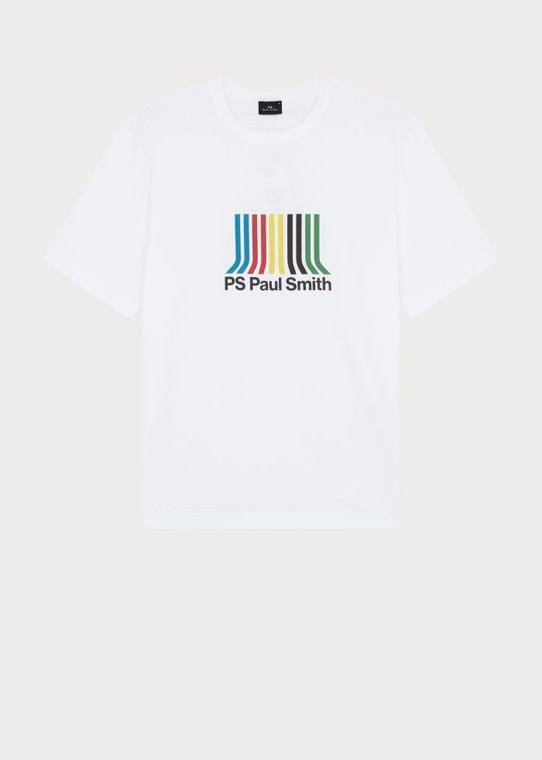 PS STRIPE PRINT T-SHIRT-WHITE