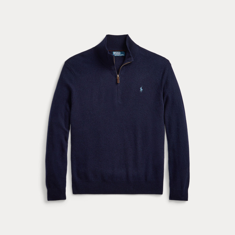WOOL ¼ ZIP SWEATER-NAVY