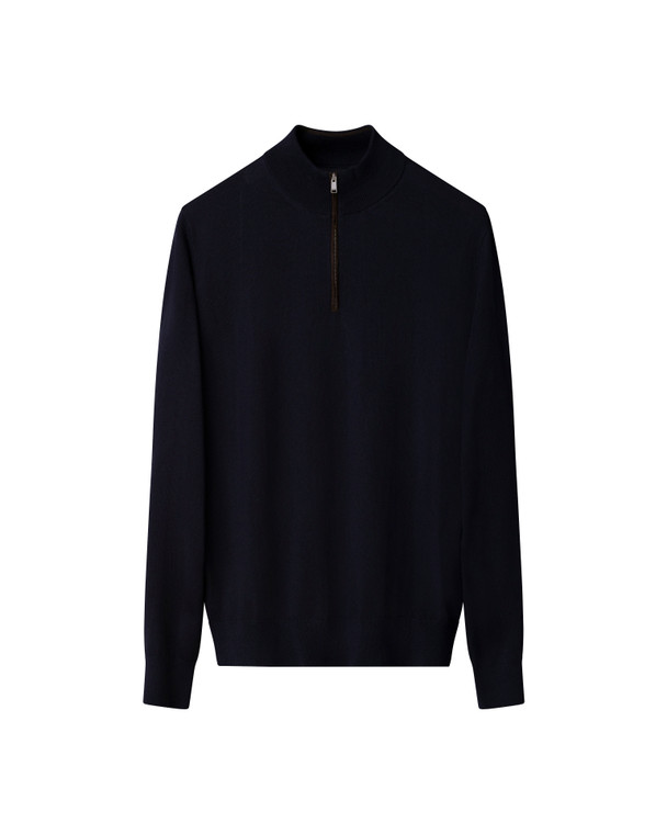MERINO ¼ ZIP KNIT SWEATER-NAVY