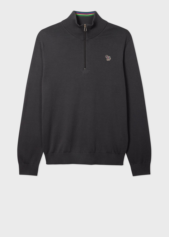 ZEBRA BADGE ½ SWEATER-GREY