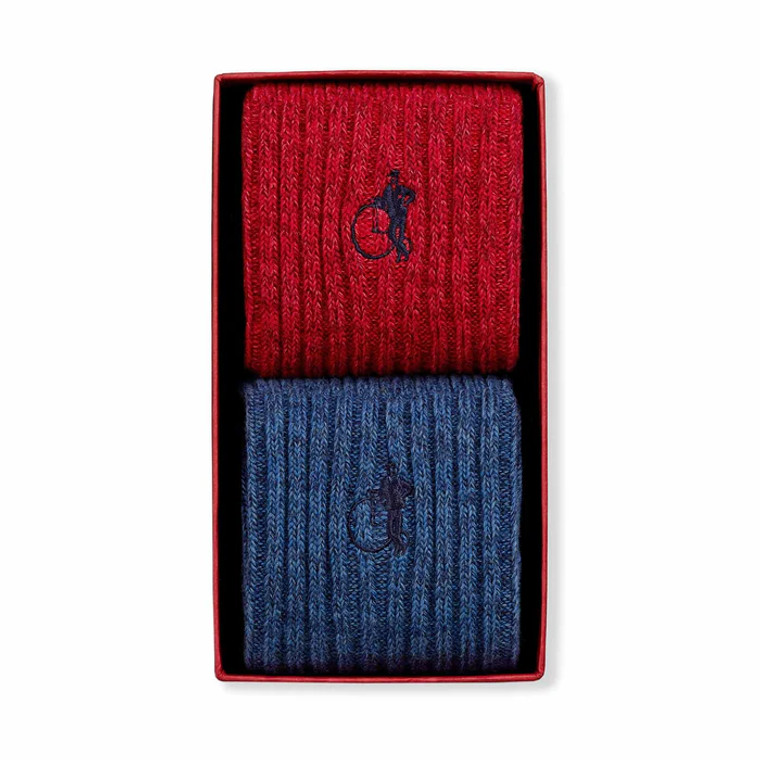 KENSINGTON, BOOT SOCKS, 2P-RED/BLUE