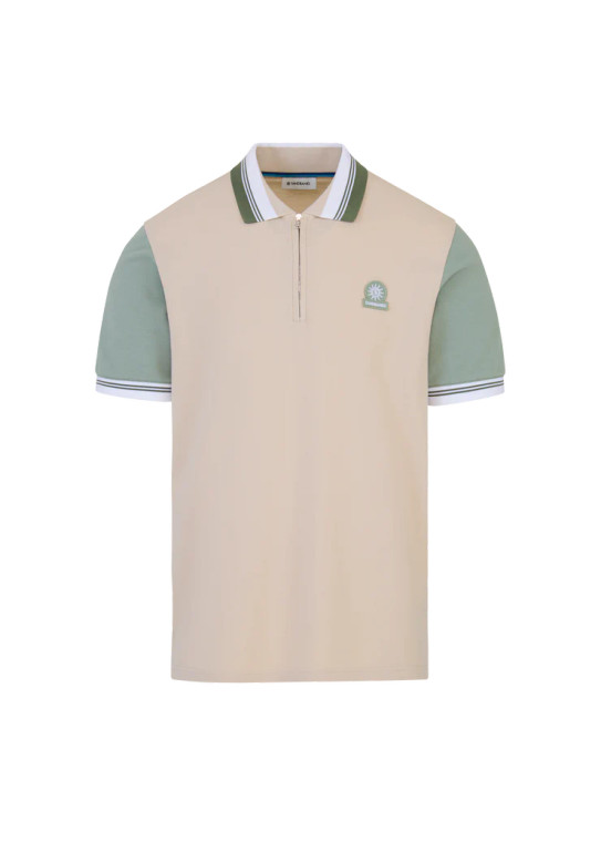 CONTRAST SLEEVE COLLAR ZIP-STONE