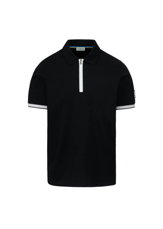 SILICONE ZIP POLO SHIRT-BLACK