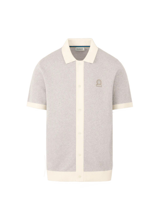 KNITTED FULL BUTTON POLO SHIRT-OAT