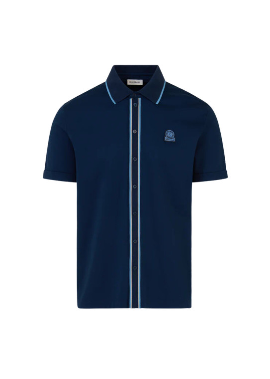 CONTRAST TIPPED PLACKET SHIRT-NAVY