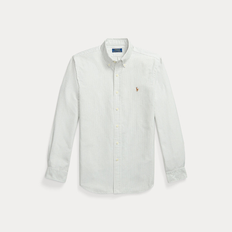 STRIPED OXFORD SHIRT-GREEN/WHITE