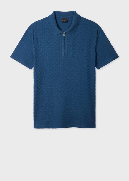 TEXTURED ZIP POLOSHIRT-BEIGE