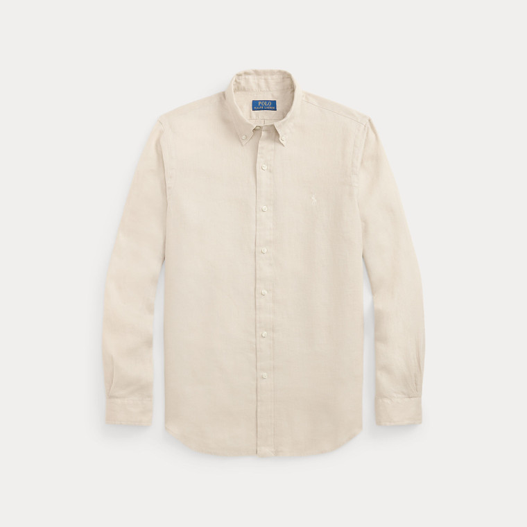 CUSTOM FIT LINEN SHIRT-BEIGE