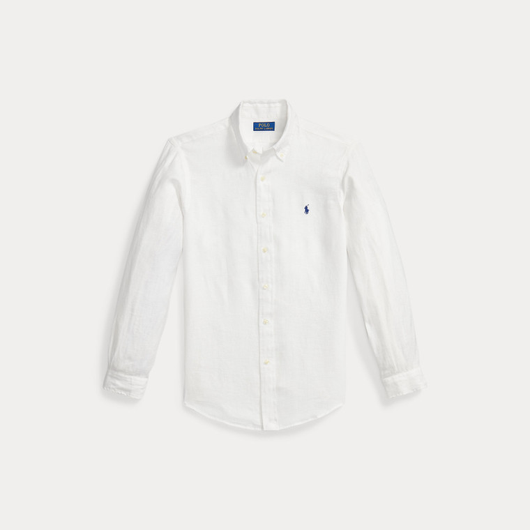 CUSTOM FIT LINEN SHIRT-WHITE