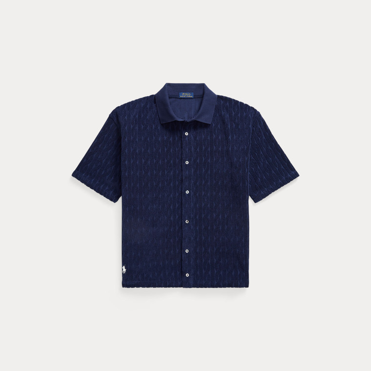 CABLE TERRY-KNT-SHIRT-NAVY