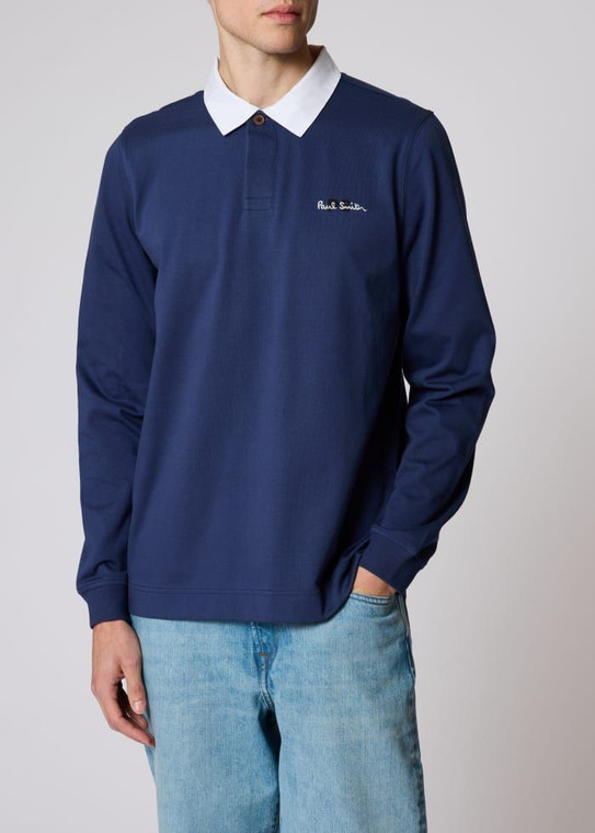 CASUAL FIT RUGBY TOP-NAVY