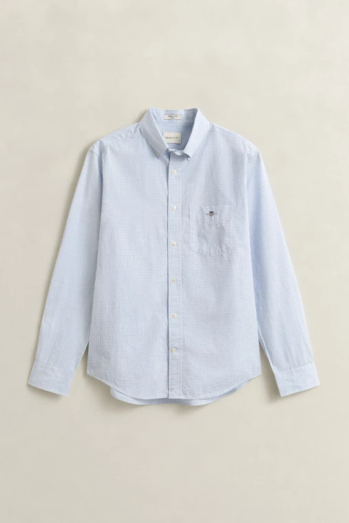 REG POPLIN GINGHAM SHIRT-LIGHT BLUE