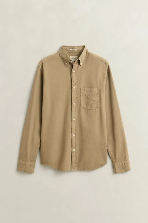 REG GARMENT DYED TWILL SHIRT-TAUPE