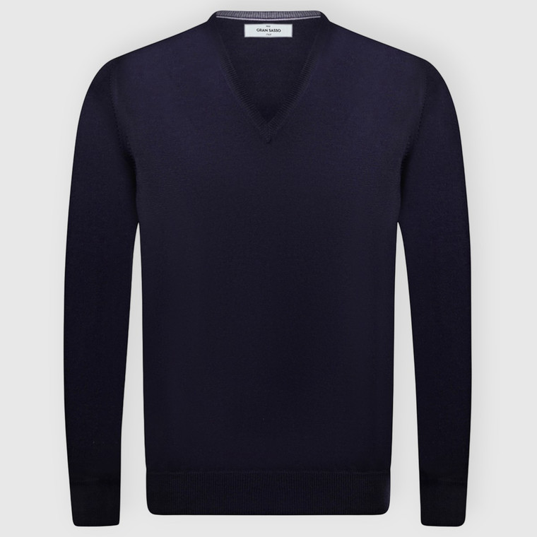 MERINO V-NECK SWEATER-NAVY