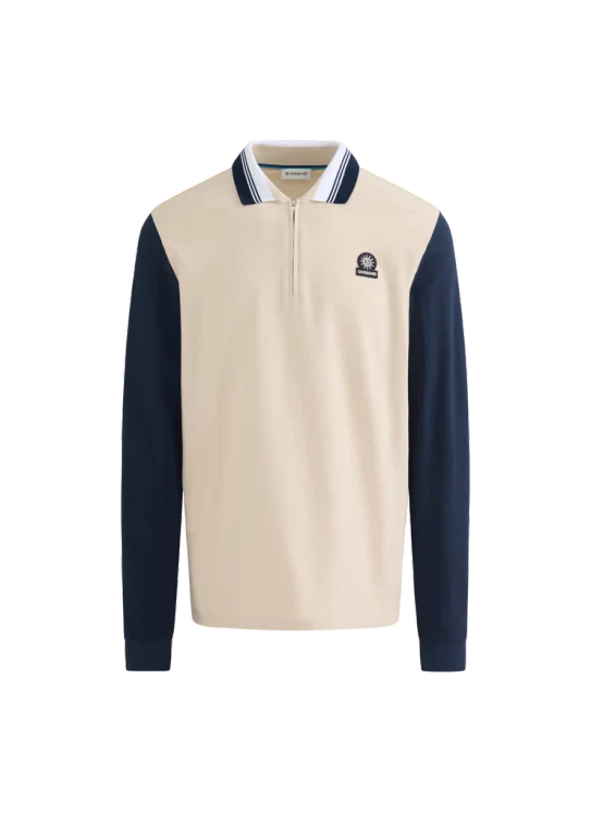LS COLOUR BLOCK POLO-STONE