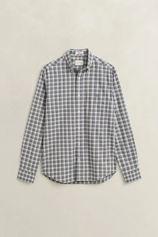 REG POPLIN CHECK SHIRT- MIST TAUPE