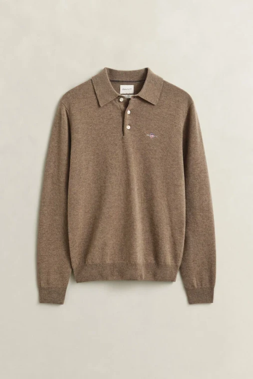SUPERFINE LAMBSWOOL POLO-LIGHT BROWN