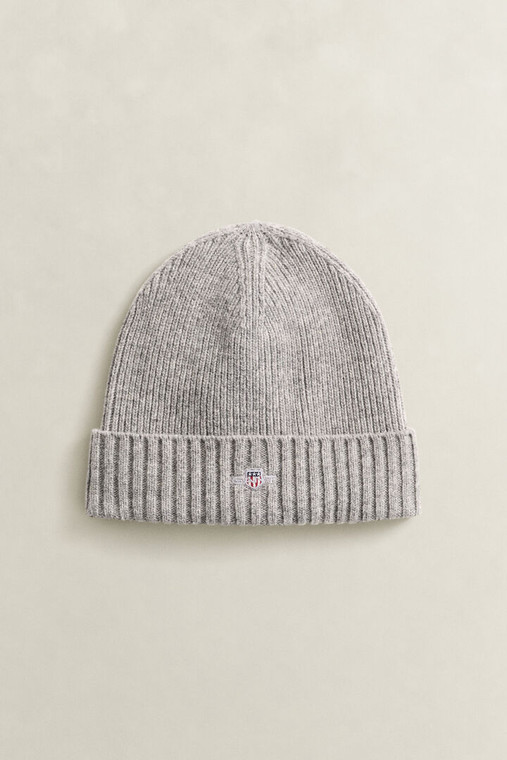 UNISEX. SHIELD WOOL BEANIE-GREY