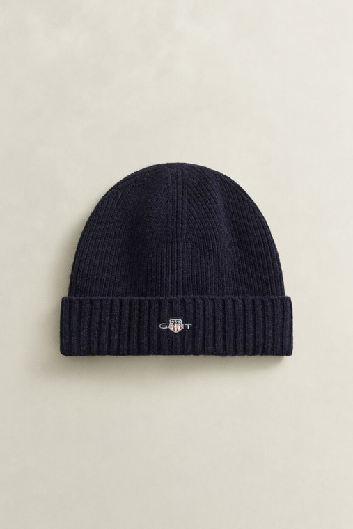 UNISEX. SHIELD WOOL BEANIE-NAVY