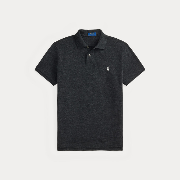 CUSTOM SLIM MESH POLO-BLACK MARL