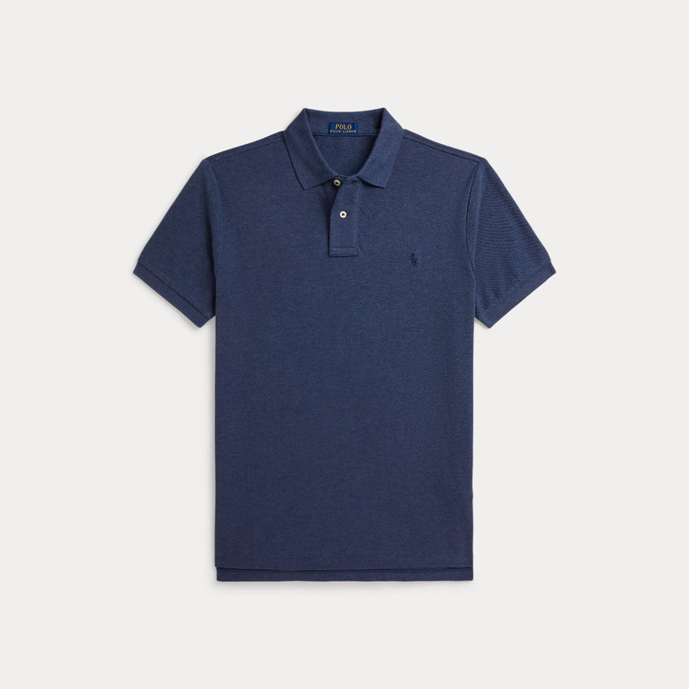 CUSTOM SLIM MESH POLO-BLUE HTR