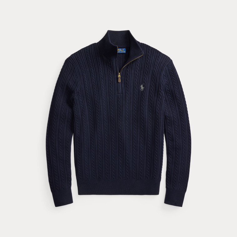 COTTON PULLOVER SWEATER-NAVY