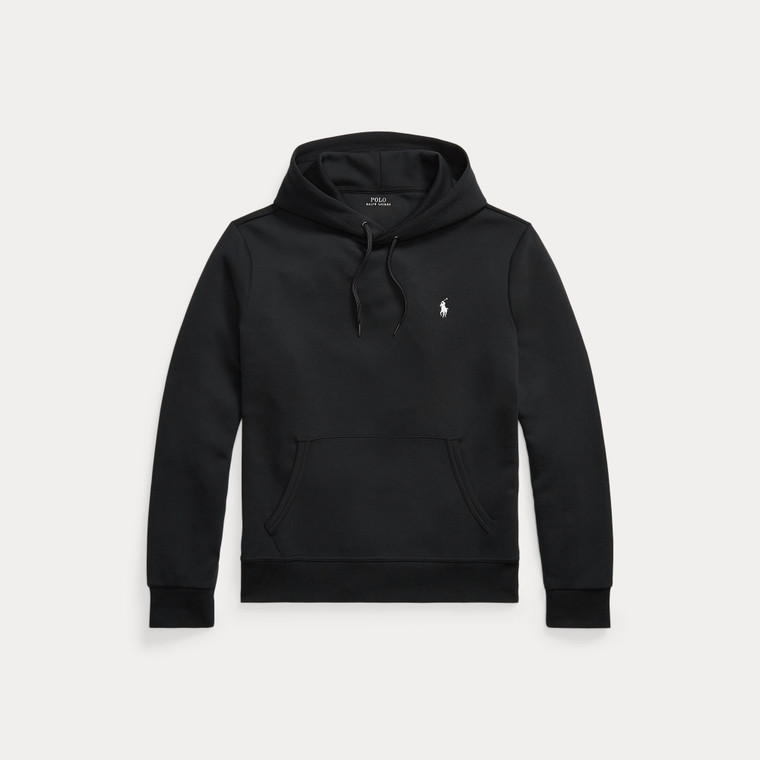 DOUBLE KNIT PULLOVER HOODIE-BLACK
