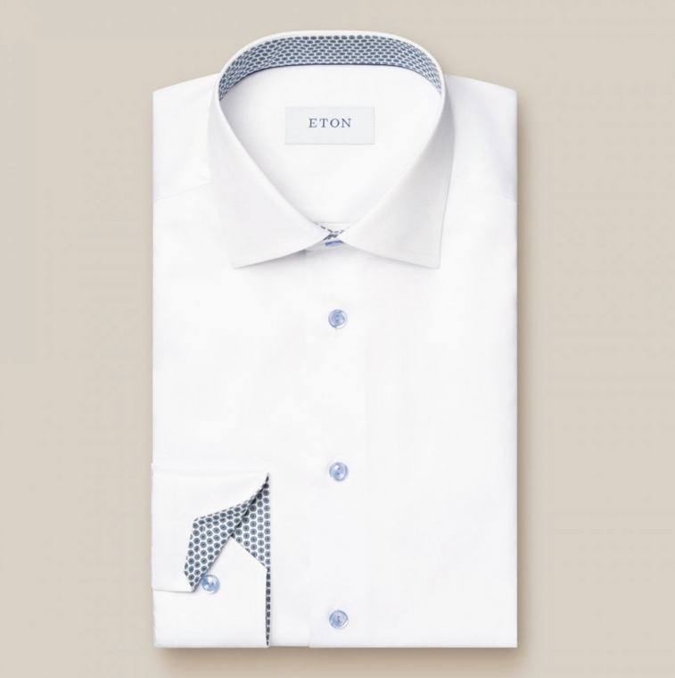 GEOMETRIC EFFECT PRINT SHIRT-WHITE