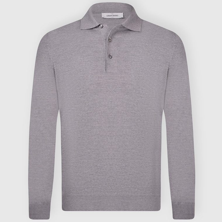 MERINO POLOSHIRT-LIGHT GREY