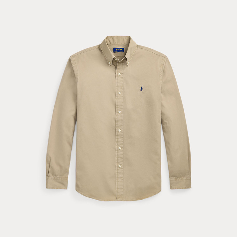 CUSTOM FIT TWILL SHIRT-TAN