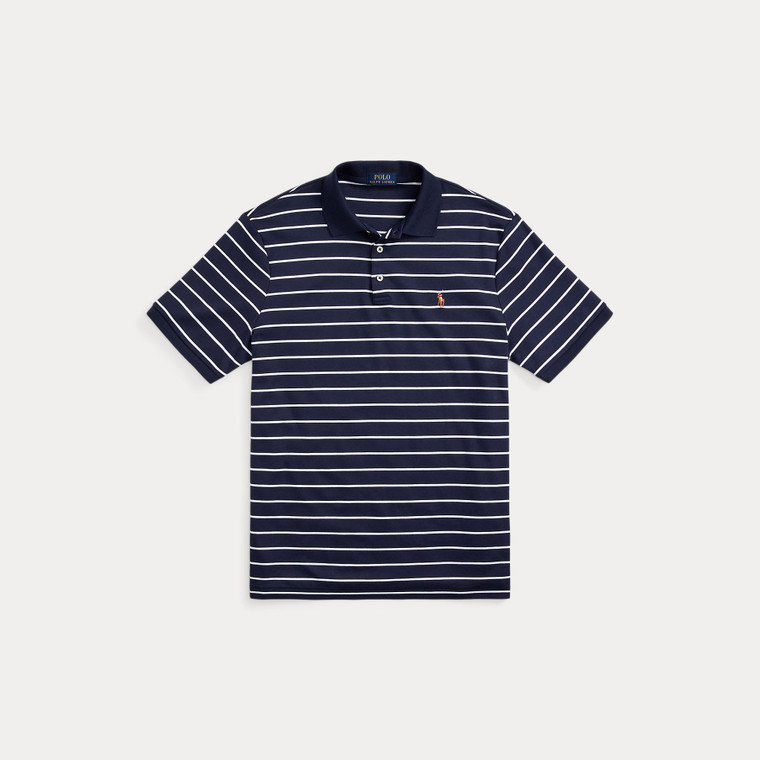 STRIPED PIMA POLO-NAVY/WHITE