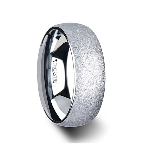 Plane Domed Tungsten Carbide Band with Sandblasted Crystalline Finish at Rotunda Jewelers