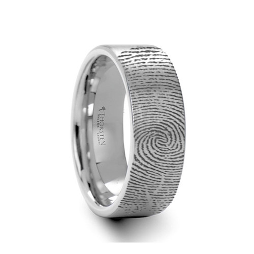 Plantago Engraved Brushed Pipe Cut Tungsten Band at Rotunda Jewelers