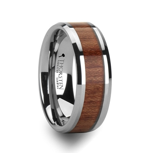 Zedoary Tungsten Carbide Band with Rosewood Inlay at Rotunda Jewelers