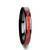 Black Ceramic Wedding Band with Red Opal Inlay