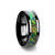 Lobelia Black Ceramic Wedding Band with Blue & Orange Opal Inlay at Rotunda Jewelers