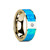 Serviceberry Flat Polished 14k Yellow Gold Band with Blue Opal Inlay & White Diamond at Rotunda Jewelers