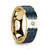 Ipomoea 14k Yellow Gold Men's Wedding Band with Black & Blue Carbon Fiber Inlay and Diamond at Rotunda Jewelers