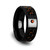 Dianthus Black Ceramic Band with Black & Orange Carbon Fiber Inlay and Orange Padparadscha at Rotunda Jewelers