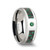 Salicaceae Tungsten Carbide Band with Black & Green Carbon Fiber and Emerald at Rotunda Jewelers