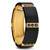 Tropaeolum Brushed Black Tungsten Band with Gold Plated Inside and Triple Black Diamonds at Rotunda Jewelers